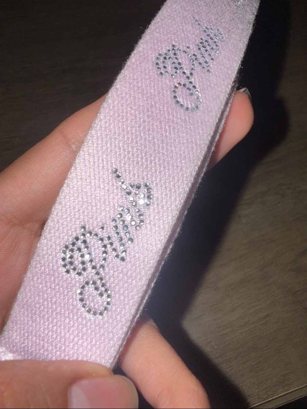 PINK Victoria's Secret Light Pink Crystal Script Wrist Strap ( Keychain)